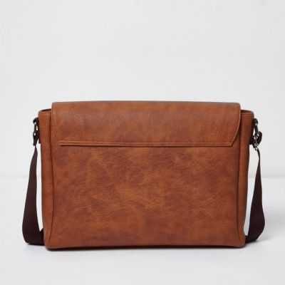 Brown foldover satchel bag